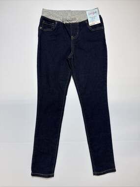 Cat & Jack Girls Pull On Skinny Jeans Dark Wash Super Stretch Knit Waist Size 8